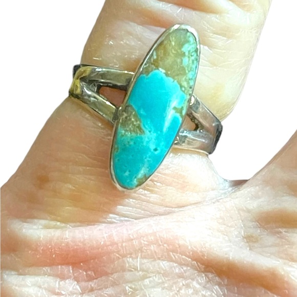 Vintage Bell Trading post oblong Torquoise sterling silver 925 ring Southwestern - Picture 5 of 9